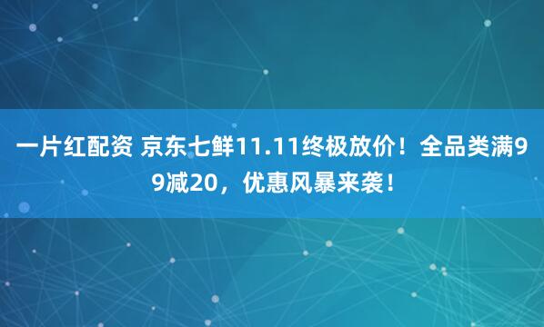 一片红配资 京东七鲜11.11终极放价！全品类满99减20，优惠风暴来袭！