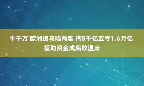 牛千万 欧洲援乌陷两难 掏8千亿或亏1.6万亿 援助资金成腐败温床
